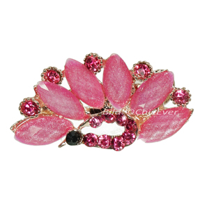 Haarspange Pfau Metall Strass pink gold 5159c